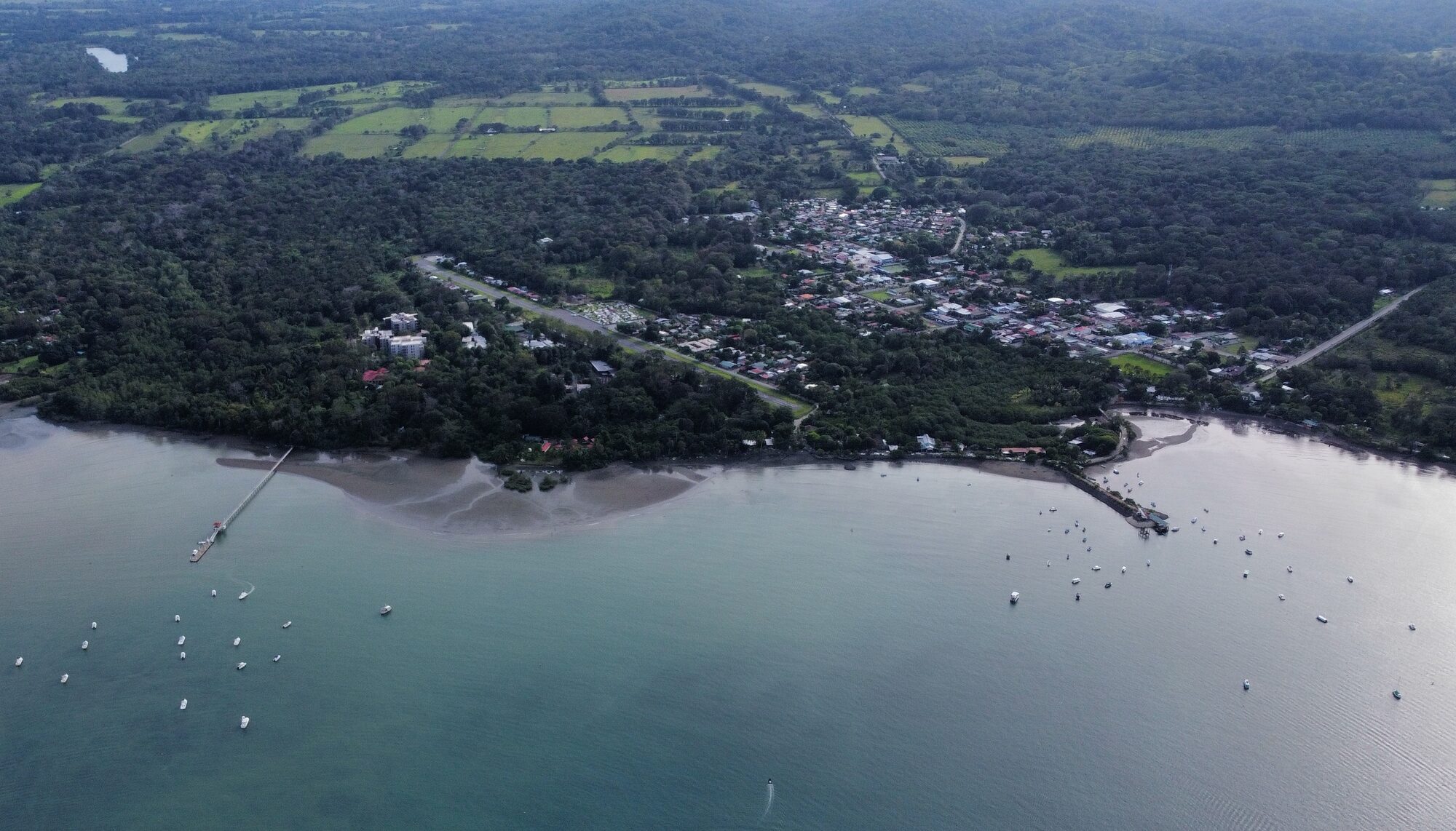 Aerial view of Puerto Jiménez on the Osa Peninsula